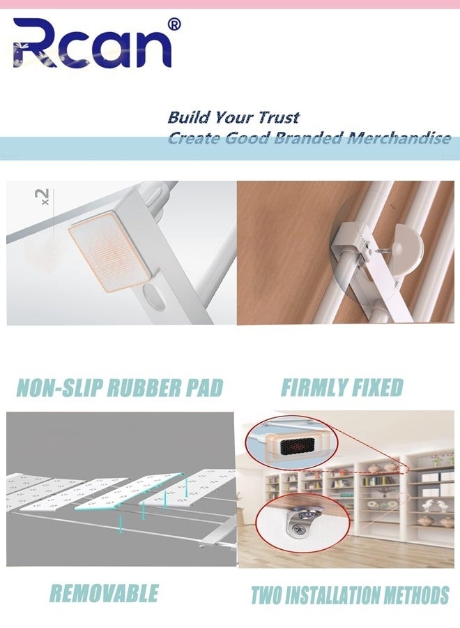 Rcan Expandable Closet Shelf Adjustable Closet Tension Shelf and Rod Cabinet Divider Separator Telescopic Storage Rack for Wardrobe Cupboard Kitchen Bathroom Space Saving Divider (48-80cm)  - Image 5