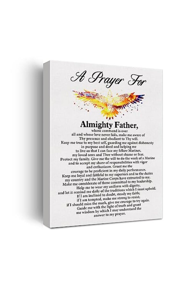 Hijie a Marine's Prayer Quote Poster Canvas Wall Art for Office Home Decor - Marines Gift Inspirational Marine Canvas Print Wall Art Painting Ready to Hang Gifts - Easel & Hanging Hook 12x15 Inch - Image 2