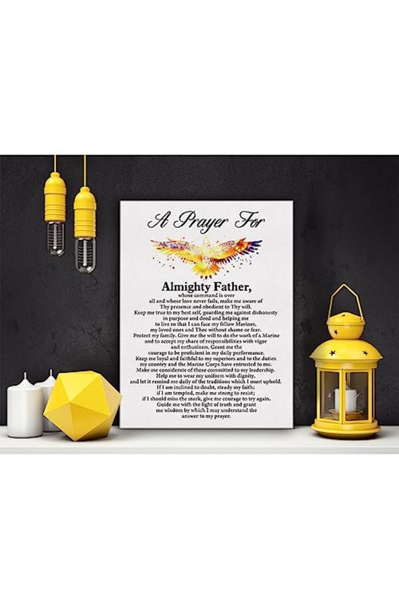 Hijie a Marine's Prayer Quote Poster Canvas Wall Art for Office Home Decor - Marines Gift Inspirational Marine Canvas Print Wall Art Painting Ready to Hang Gifts - Easel & Hanging Hook 12x15 Inch - Image 5