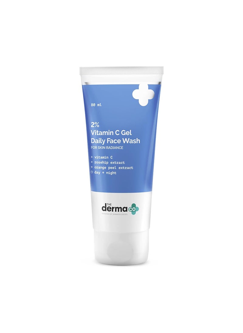 THE derma Co The Derma Co 2% Vitamin C Gel Daily Face Wash | Deeply Cleanses, Reduce Spots, Marks & Discoloration | Enhances Skin Tone | Makes Skin Glow | 2.71 Fl Oz/80 ml 