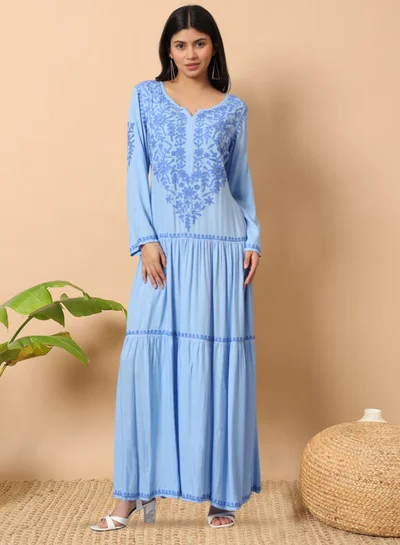 Alaya Hand Embroidered Lucknowi Chikankari Cotton Jalabiya-AL3942