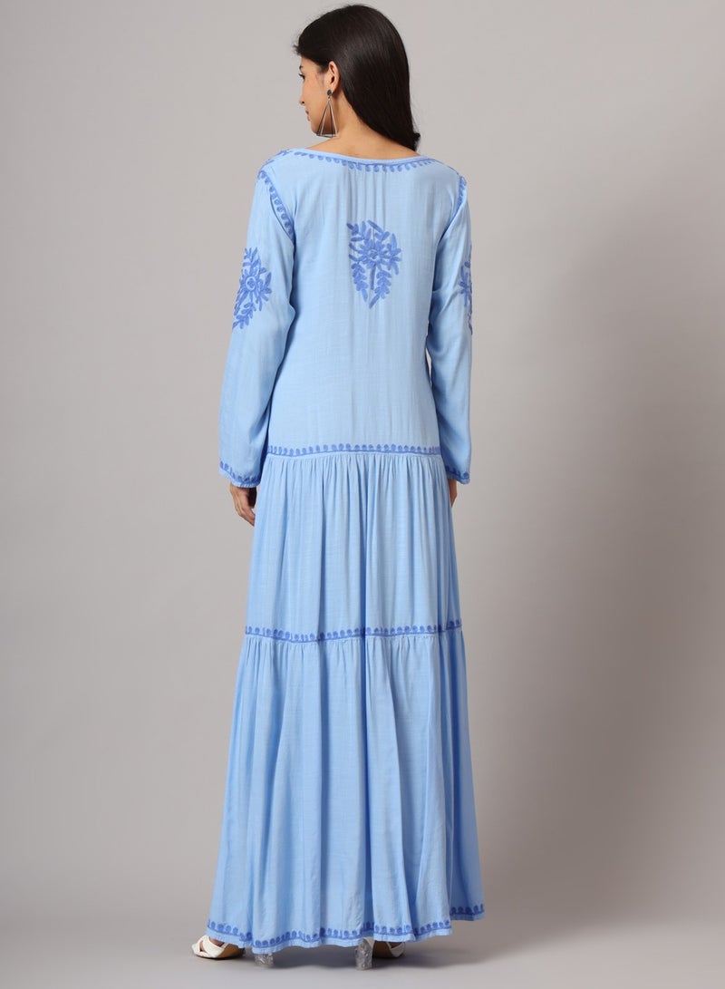 الايا جلابية مطرزة يدوياً لوكنو شيكانكاري قطن - Image 2