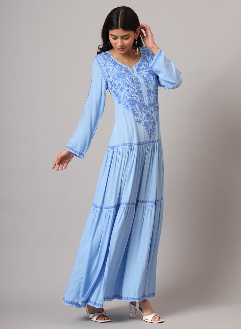 الايا جلابية مطرزة يدوياً لوكنو شيكانكاري قطن - Image 4