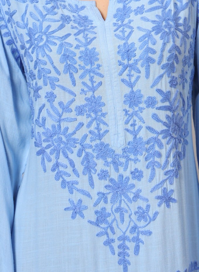 الايا جلابية مطرزة يدوياً لوكنو شيكانكاري قطن - Image 5