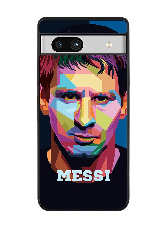 Stylizedd Rugged Black edge case for Google Pixel 7a 5G Slim fit Soft Case Flexible Rubber Edges Anti Drop TPU Gel Thin Cover -  Poly Messi - Image 1
