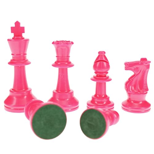 WE Games Color Bright Plastic Staunton Tournament Chess Pieces with 375 in King Half Chess Set of Chess Pieces Only Pink - Image 5