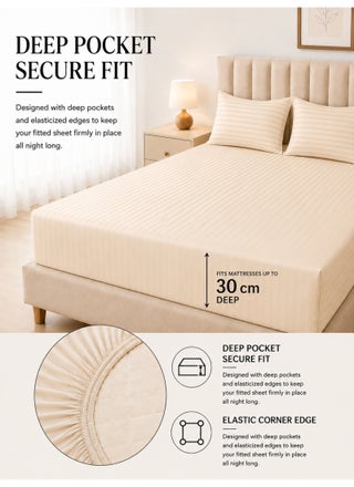 4-Piece King Size Sheet Set – Striped Microfiber