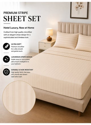 4-Piece King Size Sheet Set – Striped Microfiber