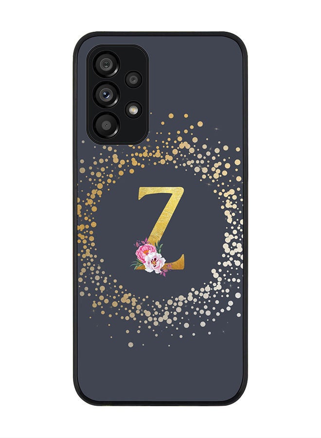 Stylizedd Rugged Black edge case for Samsung Galaxy A23 (LTE/4G) Slim fit Soft Case Flexible Rubber Edges Anti Drop TPU Gel Thin Cover - Custom Monogram Initial Letter Floral Pattern Alphabet - Z (Grey ) - Image 1