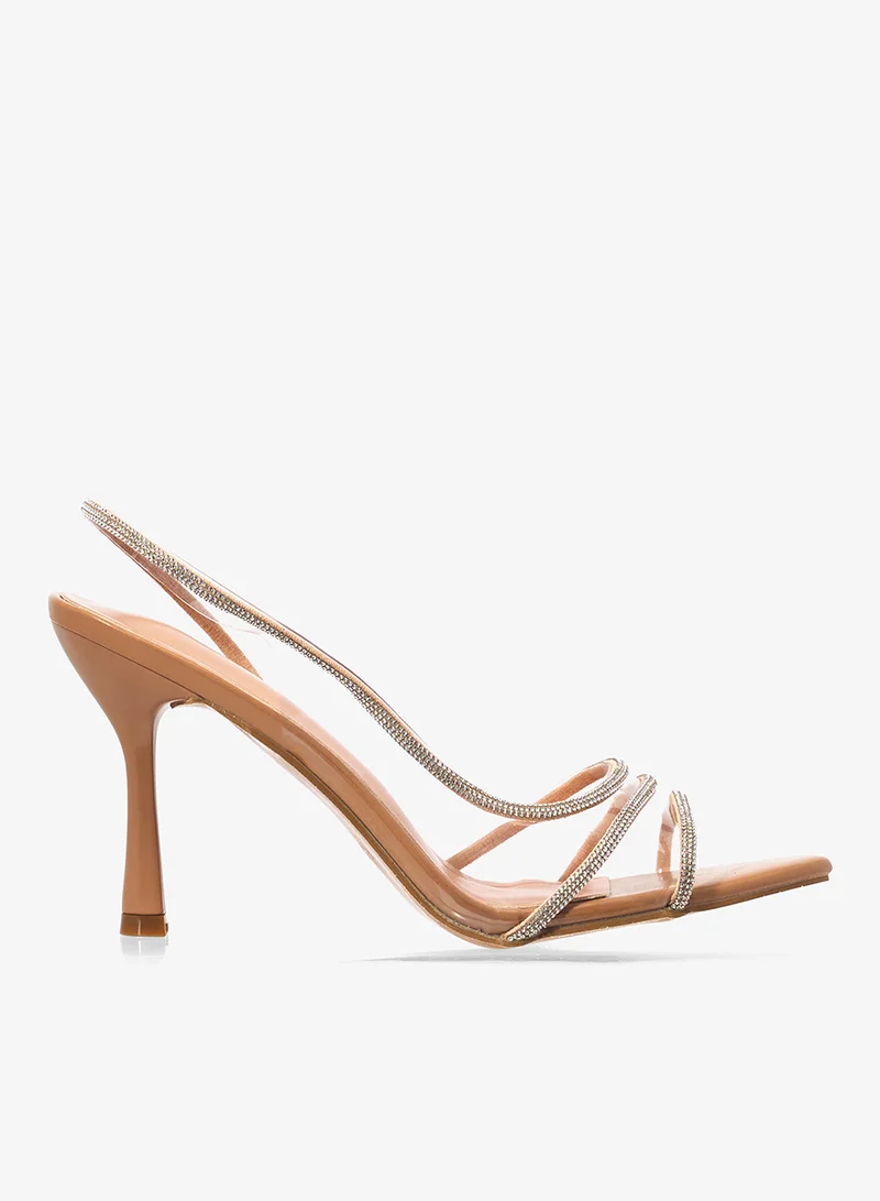 Rhinestone Embellished High Heeled Sandals