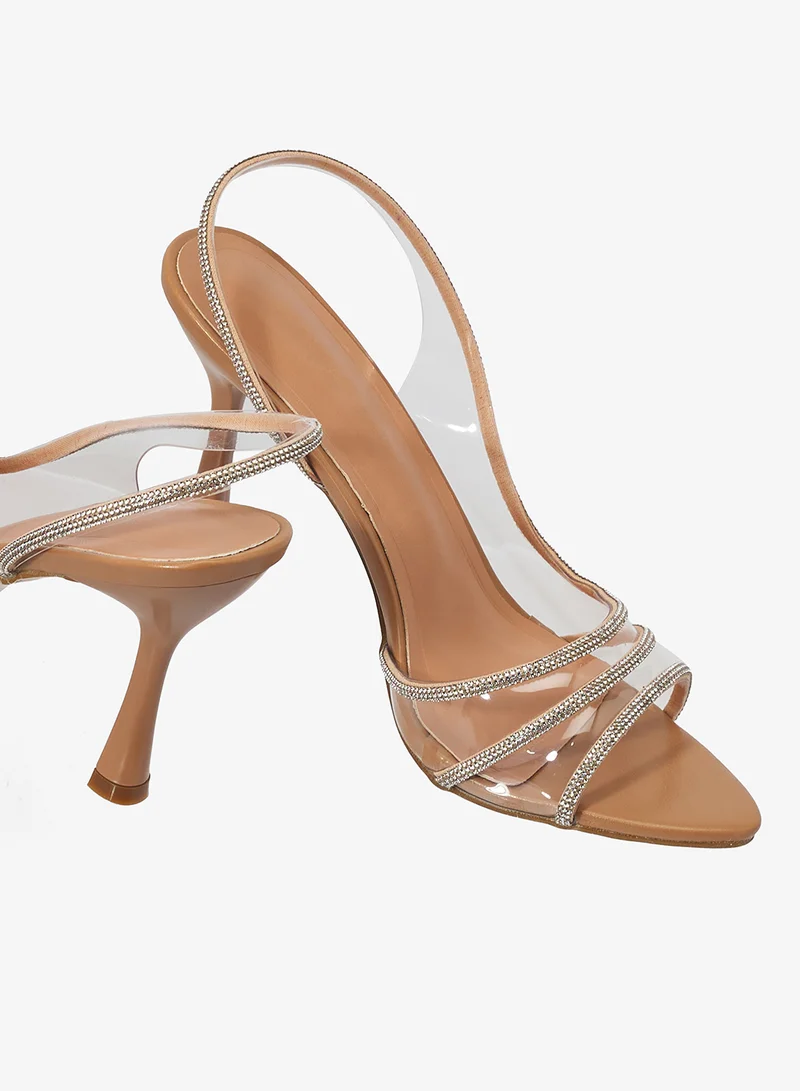 Khizana Rhinestone Embellished High Heeled Sandals