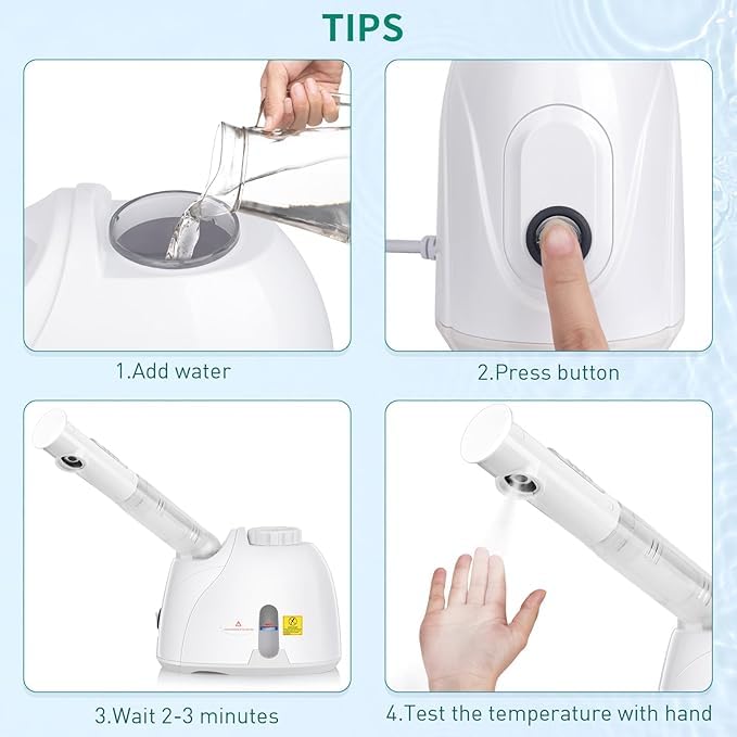 Qtavia Face SteamerFacial Steamer Warm Mist Humidifier with Long Extendable Arm and 360Adjustable Nozzle for Sinuses Moisturizing Unclogs Pores or deep Cleaning Skin Professional Facial Steamer at Home - Image 3