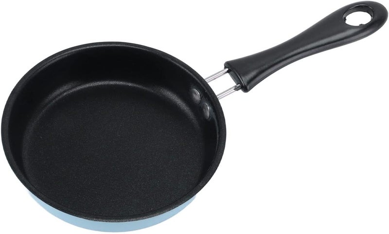 Mini Frying Pan Stainless Steel 12cm Nonstick Induction Compatible Small Egg Pan with Long Handle - Easy Clean, Heat Insulated for Breakfast & Everyday Cooking (Blue) - Image 1