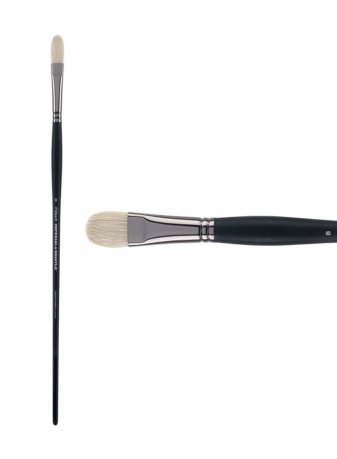 Creative Mark Imperial Professional Chungking Hog Bristle Brush - Filbert # 8, Handmade Long Handle Oil Paint Brushes for Artists, Nickel-Plated Brass Ferrules, Stiff Yet Soft Natural Bristles - Image 2