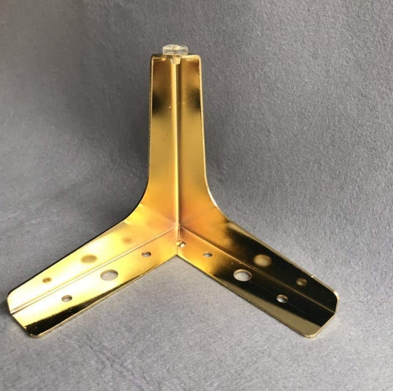 QZibeva Pack of 4 Polished Metal Glossy Sofa Legs Furniture Love Seats Replacement Leg Golden Sofa Feet Heavy Duty Triangle Cabinet Feet Leg Height 4 Inch Mounting Screw Included - Image 3