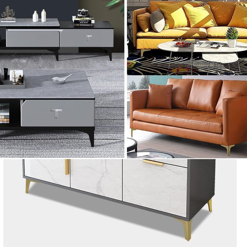 QZibeva Pack of 4 Polished Metal Glossy Sofa Legs Furniture Love Seats Replacement Leg Golden Sofa Feet Heavy Duty Triangle Cabinet Feet Leg Height 4 Inch Mounting Screw Included - Image 5