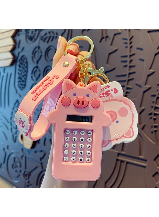 Simple Small Fresh Mini Portable Original Pig Girl Calculator Keychain Student Cute Cartoon Pendant