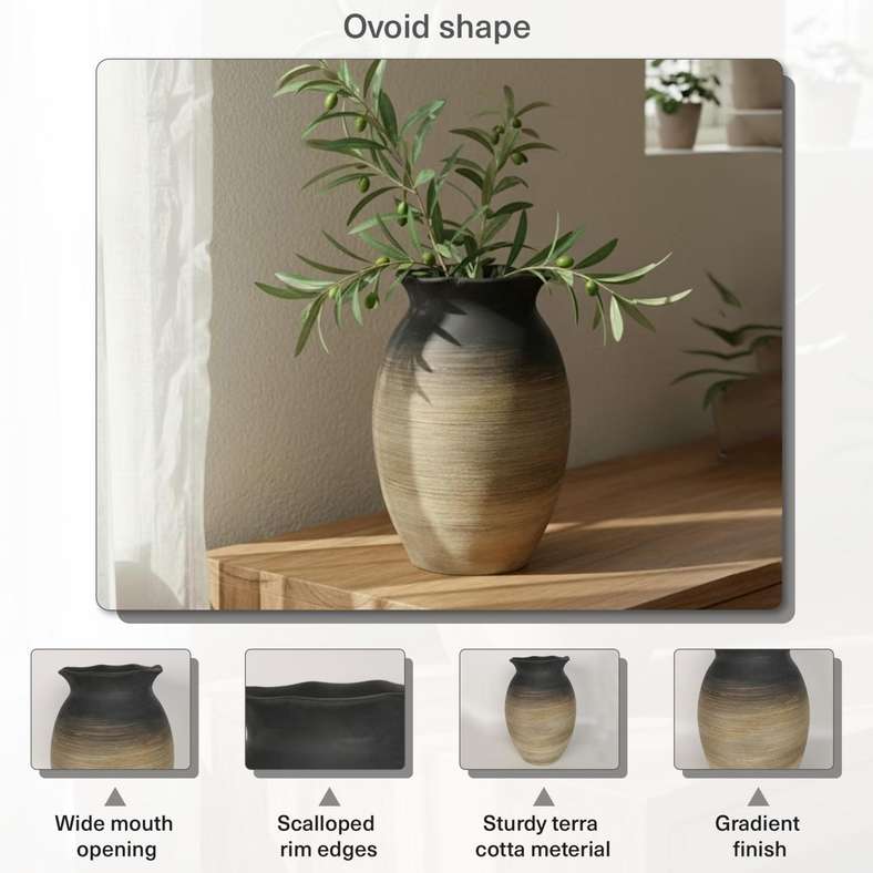 Pan Home Caspian Terracotta Vase - Black & Brown - Image 5