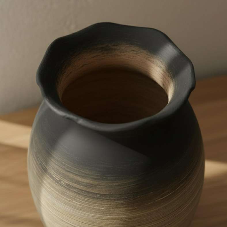 Pan Home Caspian Terracotta Vase - Black & Brown - Image 2