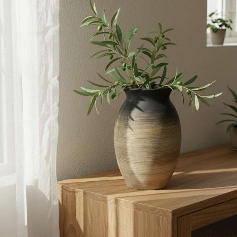 Pan Home Caspian Terracotta Vase - Black & Brown - Image 1