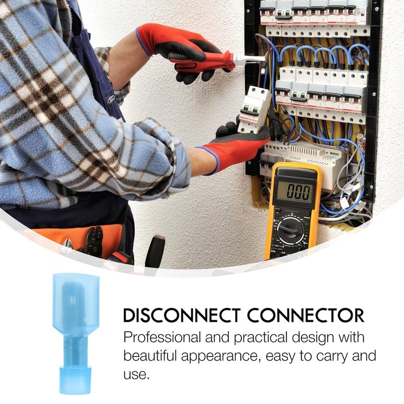 150 Pcs Blue Nylon Insulated Male Spade Wire Terminals Quick Disconnect Connectors Kit - Image 3