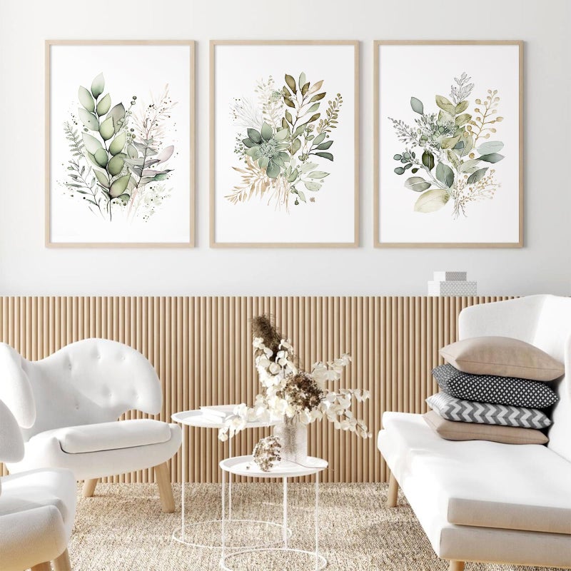 Joocrise Watercolor Botanical Wall Art Set of 3 Boho Floral Canvas Wall Decor Prints Sage Green Wildflower Wall Art Modern Flower Pictures Botanical Painting for Bedroom Bathroom 24x36 Inch Unframed - Image 5