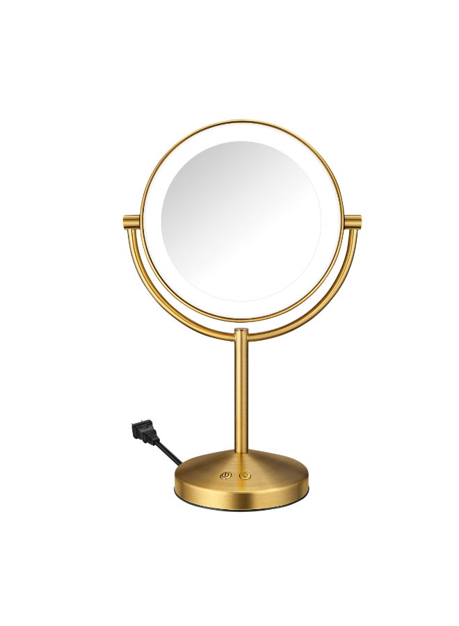 Conair Lighted Makeup Mirror DoubleSided LED Vanity Mirror with 1X10X Magnification 3 Light Settings 3 Modes 360 Rotation Brushed Brass Finish - Image 2