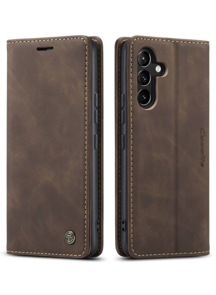 CaseMe Samsung Galaxy A54 5G Case Wallet, for Samsung Galaxy A54 5G Wallet Case Book Folding Flip Folio Case with Magnetic Kickstand Card Slots Protective Cover - Coffee - Image 2