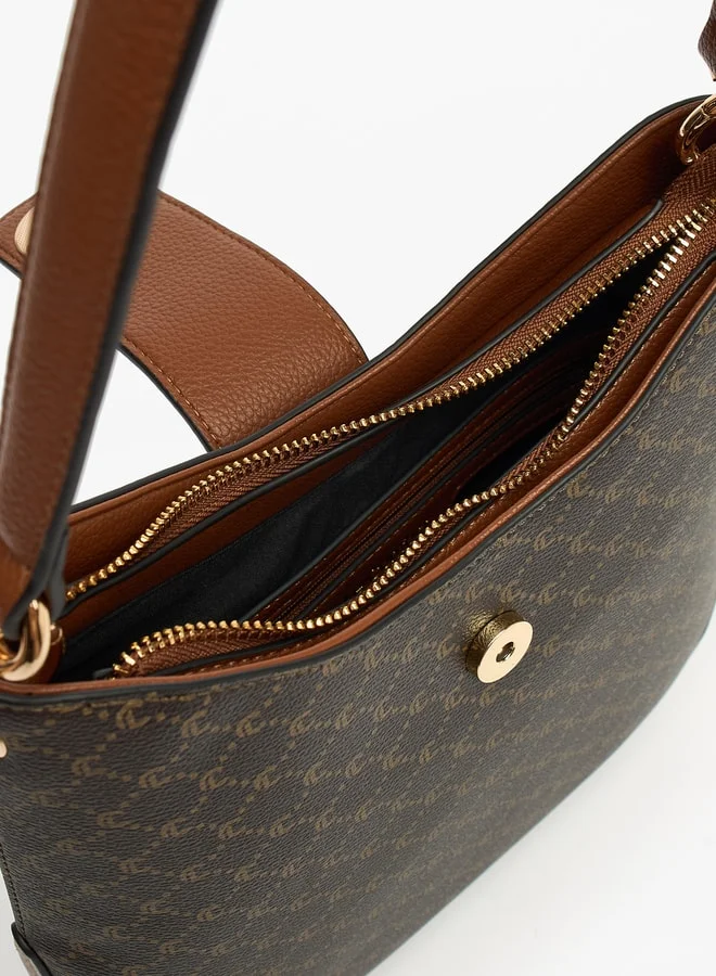 Le Confort Women's Textured Shoulder Bag with Double Straps and Zip Closure