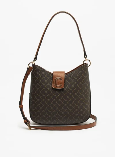Le Confort Women's Textured Shoulder Bag with Double Straps and Zip Closure