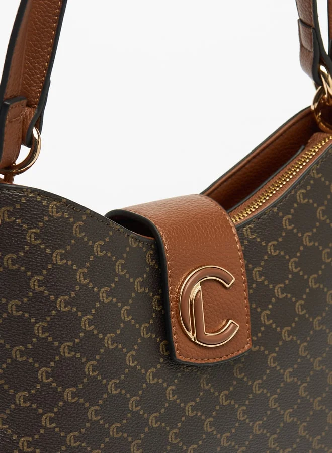 Le Confort Women's Textured Shoulder Bag with Double Straps and Zip Closure