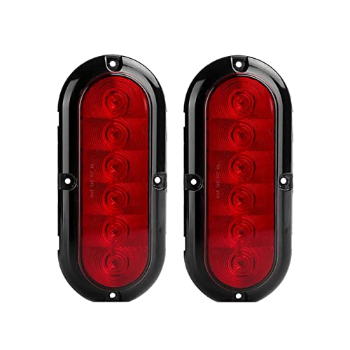 NPAUTO 2Pcs 6" Oval Trailer Tail Lights Red 6 LED Stop Turn Brake Light Trailer Marker Lights Flush Mount for RV Truck Boat Trailer Waterproof - Image 1