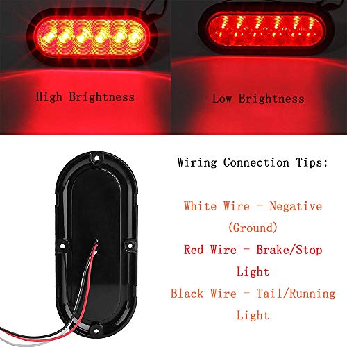 NPAUTO 2Pcs 6" Oval Trailer Tail Lights Red 6 LED Stop Turn Brake Light Trailer Marker Lights Flush Mount for RV Truck Boat Trailer Waterproof - Image 4