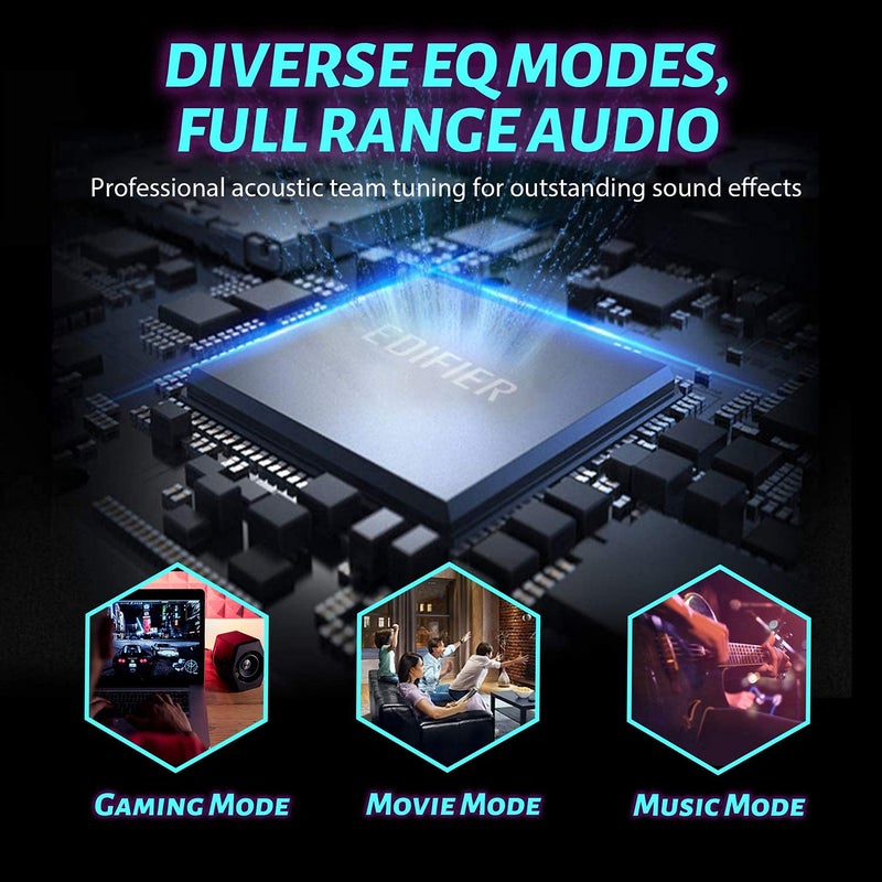 Edifier G2000 32W PC Gaming Computer Speakers for Laptop Mac Desktop Computer Woofer Speakers Bluetooth USB 3.5mm AUX Inputs RGB Lights Multimedia Speakers Black - Image 4