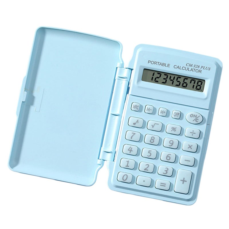 Light Blue 8 Digit Scientific Calculator Portable with Flip Cover for Study and Work - Image 4