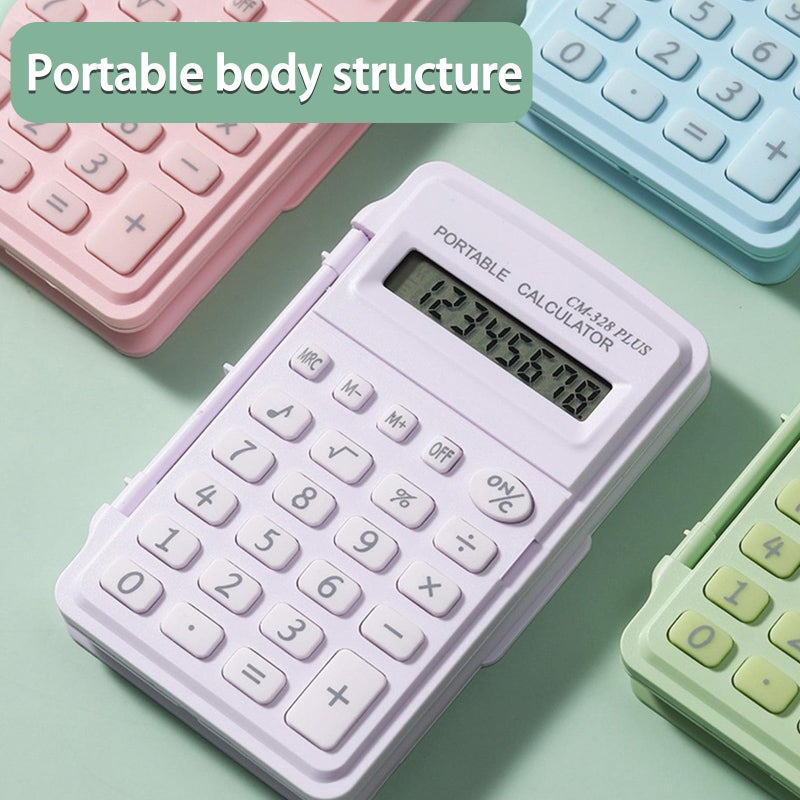 Light Blue 8 Digit Scientific Calculator Portable with Flip Cover for Study and Work - Image 5