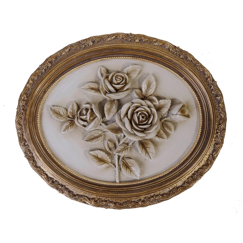 S-MANTIS Vintage Wall Sculpture,Antique Pediment,Hallway Wall Art,Hand Painted Flower Wall Decoration Accent Artworks for Indoor Kitchen Bedroom Living Room Office Outdoor Garden Patio (Bronze & White) - Image 1