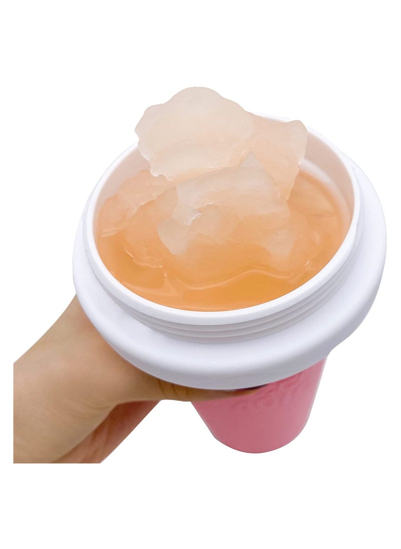 Slushy Maker Ice Cup Travel Portable Double Layer Silica Cup Pinch Hot Summer Cooler Smoothie Silicon into Children's Adult Pink 300ml