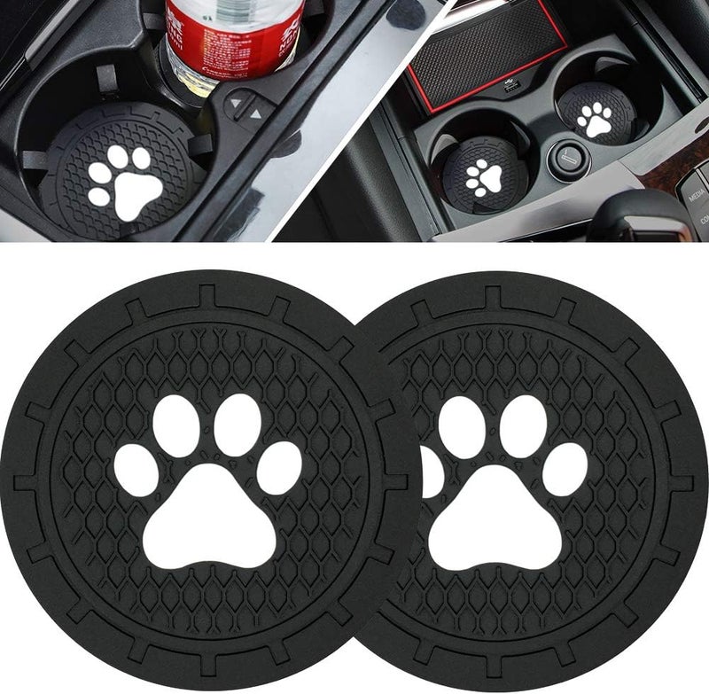BukNikis Car Cup Holder Coasters-Car Interior Accessories 2.75 inch Silicone Anti Slip Cute Dog Paw Car Coaster -Universal (Pack of 2) - Image 1
