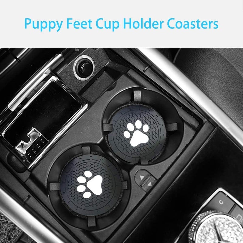 BukNikis Car Cup Holder Coasters-Car Interior Accessories 2.75 inch Silicone Anti Slip Cute Dog Paw Car Coaster -Universal (Pack of 2) - Image 2