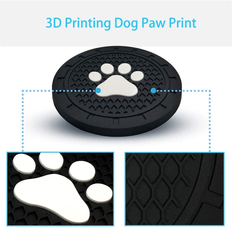 BukNikis Car Cup Holder Coasters-Car Interior Accessories 2.75 inch Silicone Anti Slip Cute Dog Paw Car Coaster -Universal (Pack of 2) - Image 3