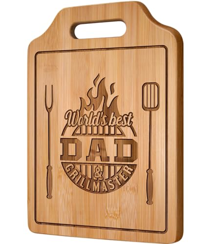 AceThrills Dad Gifts for Dad Birthday Gift for Dads Christmas Gifts Who Wants Nothing from Daughter Son - Engraved Bamboo Cutting Board 12.3"L x 8.7"W x 0.4"Th - Image 1