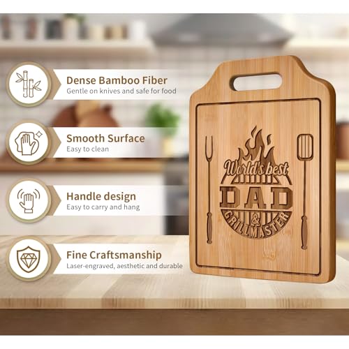 AceThrills Dad Gifts for Dad Birthday Gift for Dads Christmas Gifts Who Wants Nothing from Daughter Son - Engraved Bamboo Cutting Board 12.3"L x 8.7"W x 0.4"Th - Image 4