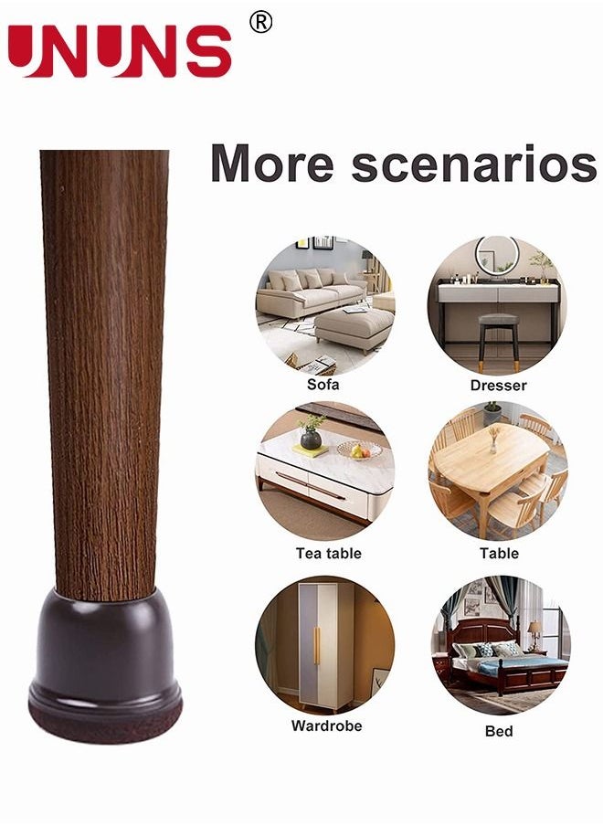 UNUNS - Chair Leg Cover,8 Pcs Silicone Chair Leg Floor Protectors With Felt,Round Chair Leg Caps For Floor,Brown - Image 1