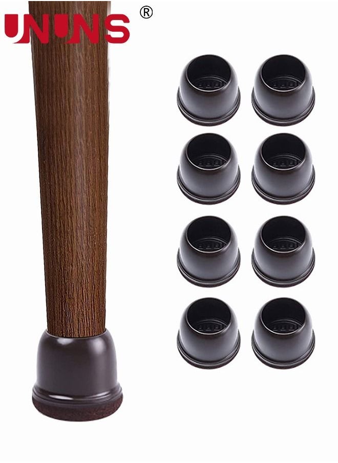 UNUNS - Chair Leg Cover,8 Pcs Silicone Chair Leg Floor Protectors With Felt,Round Chair Leg Caps For Floor,Brown - Image 1