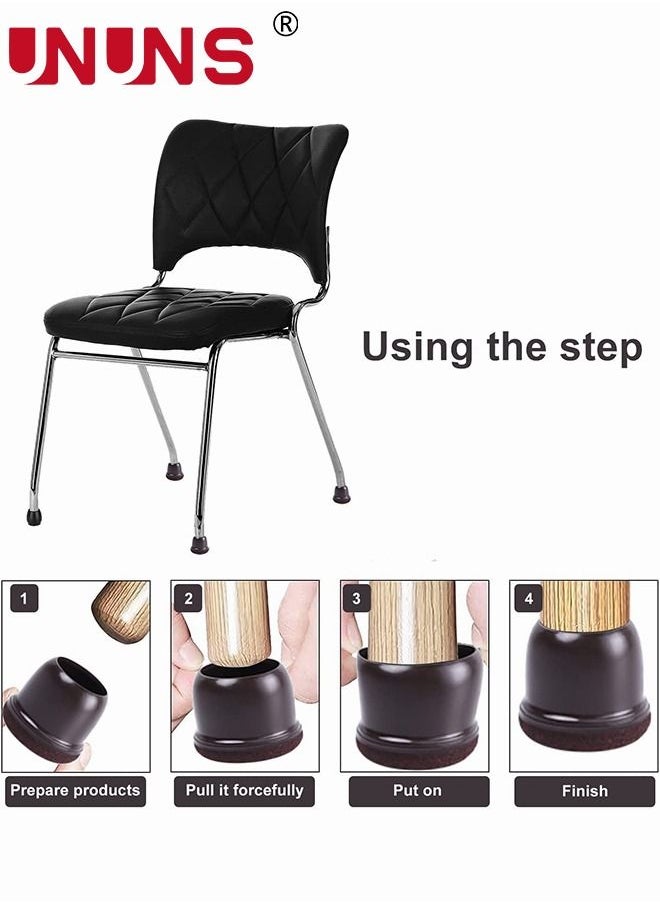 UNUNS - Chair Leg Cover,8 Pcs Silicone Chair Leg Floor Protectors With Felt,Round Chair Leg Caps For Floor,Brown - Image 1