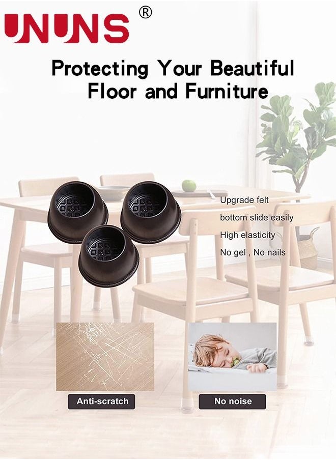 UNUNS - Chair Leg Cover,8 Pcs Silicone Chair Leg Floor Protectors With Felt,Round Chair Leg Caps For Floor,Brown - Image 1