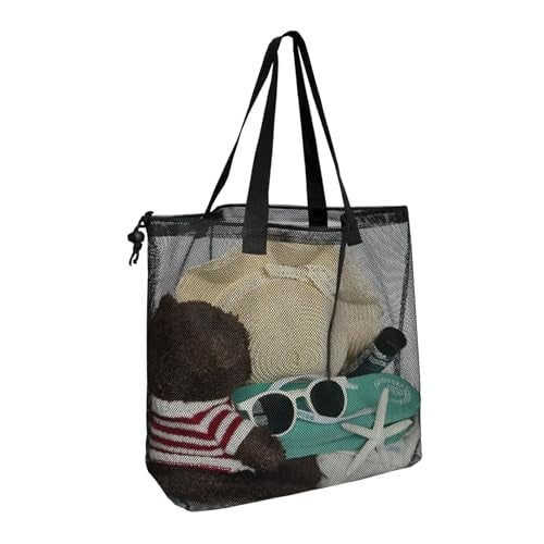 hsmyank Resuable 4Pack Shopping Mesh Tote Bags,Mesh Beach Bags With Drawsting For Travel,Picnic Or Laundry (color2) … - Image 4
