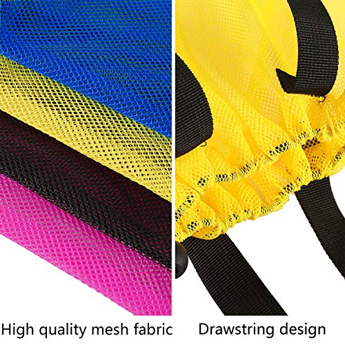 hsmyank Resuable 4Pack Shopping Mesh Tote Bags,Mesh Beach Bags With Drawsting For Travel,Picnic Or Laundry (color2) … - Image 3