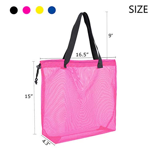 hsmyank Resuable 4Pack Shopping Mesh Tote Bags,Mesh Beach Bags With Drawsting For Travel,Picnic Or Laundry (color2) … - Image 2